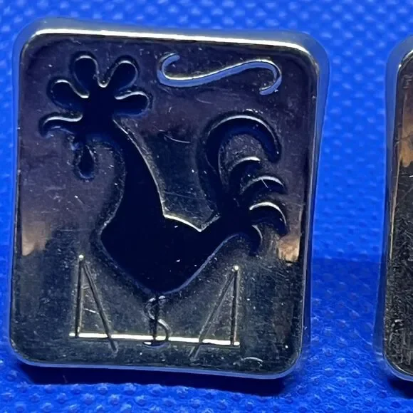 Black Rooster Silhouette Cuff Links Gold Tone Vintage Cufflinks - Picture 2 of 5